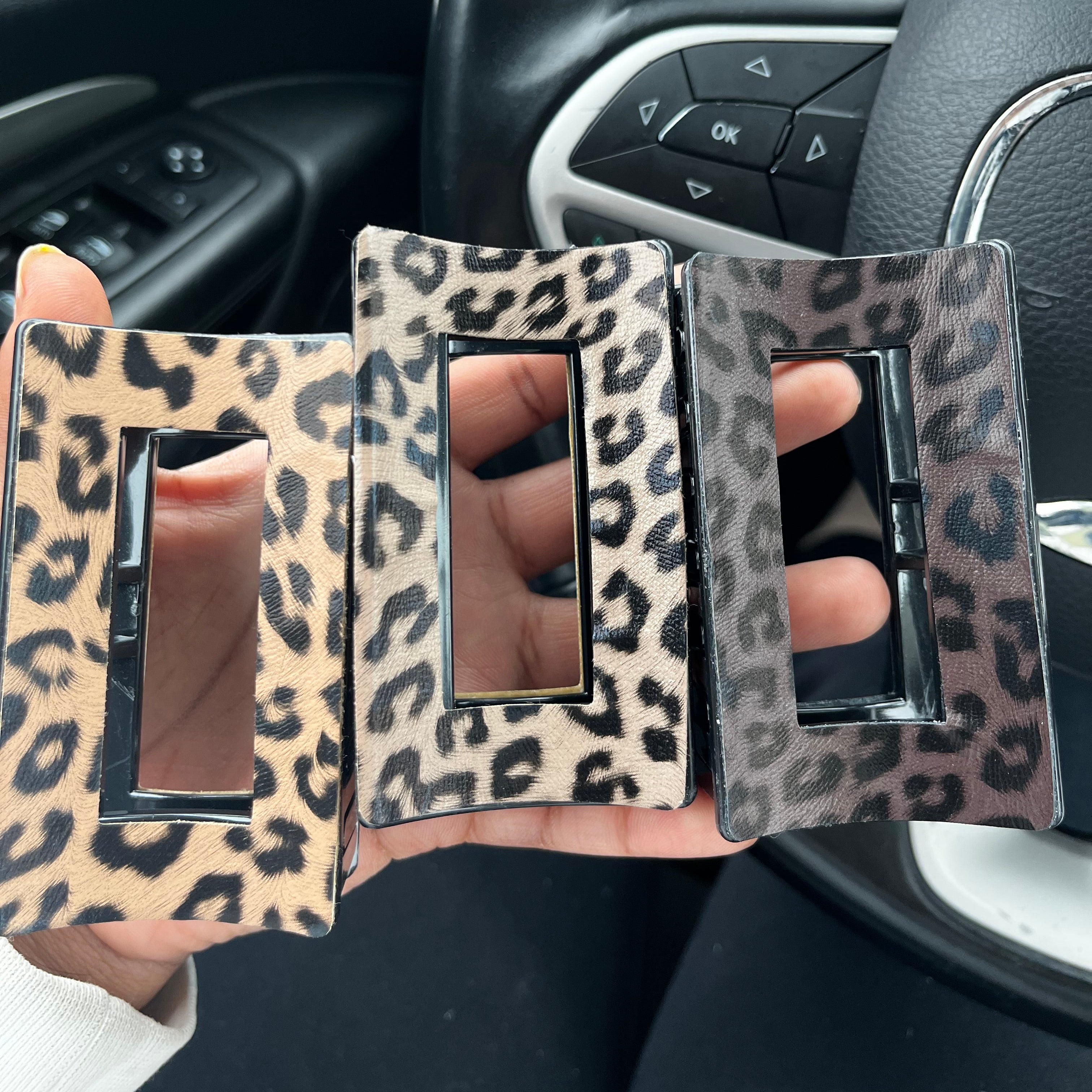Cheetah Print Square Hair Clips